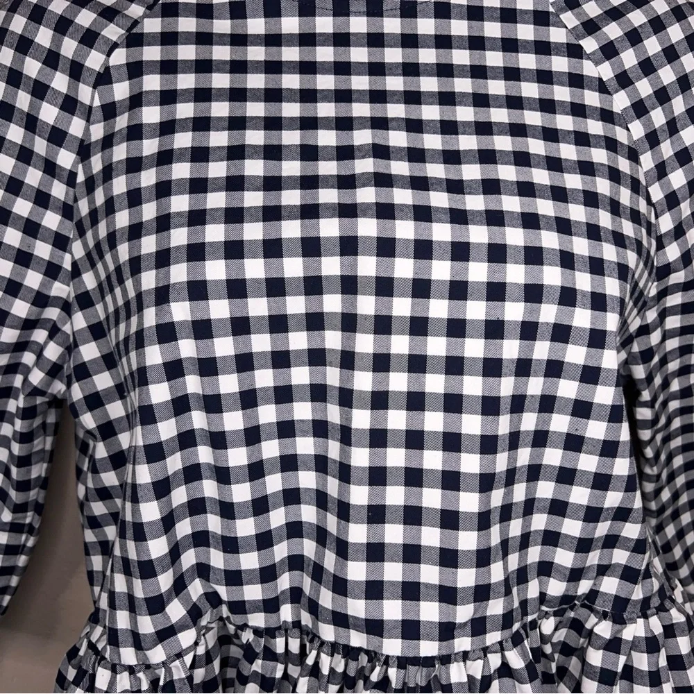 Small Victoria Beckham For Target Gingham Blue White Plaid Ruffle Preppy Cotton